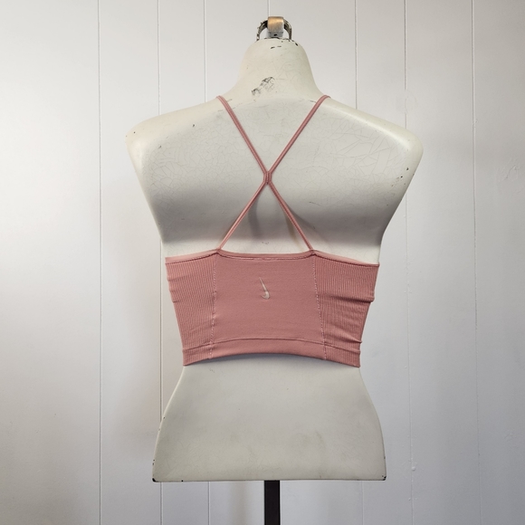 Nike Yoga Statement Clean Crop Top Tank High Neck Cropped Pink Activewear Gym - Picture 4 of 11